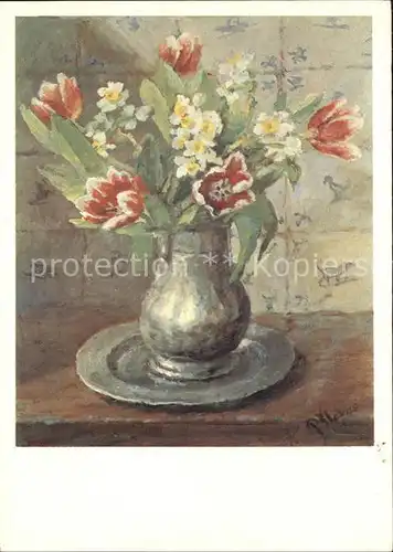 Blumen Tulpen Kuenstlerkarte P. Moleveld Nr. 3338 Kat. Pflanzen
