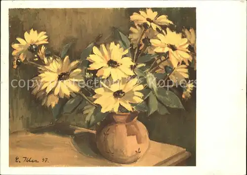 Kuenstlerkarte E. Iller Sonnenblumen Girasoli  Kat. Kuenstlerkarte