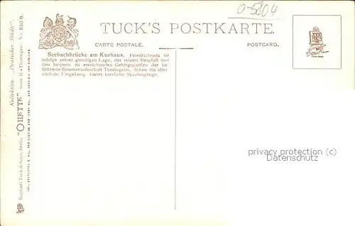 Verlag Tucks Oilette Nr. 650 B Friedrichroda Seebachbruecke am Kurhaus / Verlage /