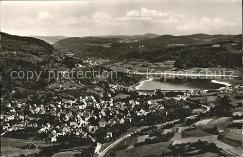 Happurg Gesamtansicht mit Stausee Frankenalb Fliegeraufnahme Kat. Happurg