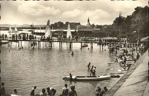 Seebruck Chiemsee Strand Steg Boote Kat. Seeon Seebruck