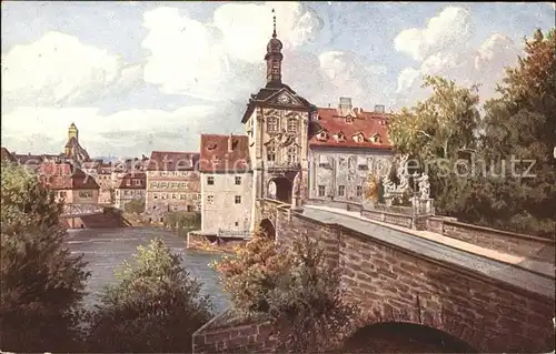 Bamberg Rathaus Regnitz Bruecke Wiro Kuenstlerkarte Kat. Bamberg