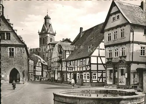 Korbach Stechbahn mit Rathaus und Kilianskirche Brunnen Kat. Korbach