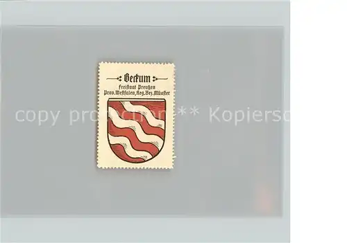 Beckum Westfalen Wappen Freistaat Preussen / Beckum /Warendorf LKR