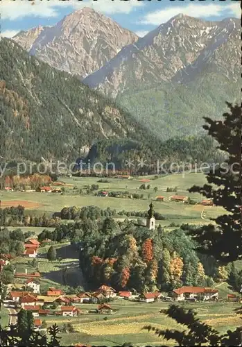 Ruhpolding Ortsansicht mit Kirche Bayerische Alpen Kat. Ruhpolding