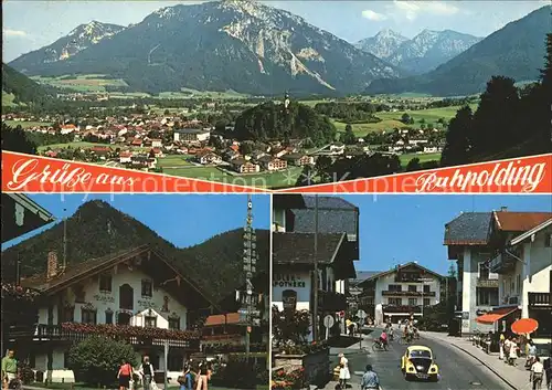 Ruhpolding Gesamtansicht mit Alpenpanorama Dorfplatz Maibaum Haupstrasse Kat. Ruhpolding