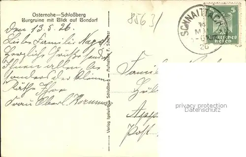 Osternohe Burgruine Bondorf Kat. Schnaittach