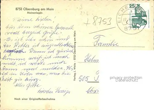 Obernburg Main Mainanlagen Kat. Obernburg a.Main