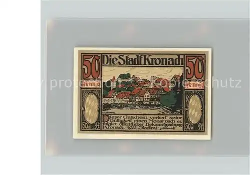 Kronach Oberfranken 50 Pfennig Stadt Kronach Notgeld Kat. Kronach