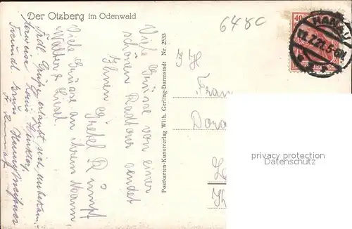 Hanau Main Otzberg im Odenwald Kuenstlerkarte Kat. Hanau