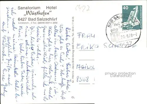 Bad Salzschlirf Sanatorium Hotel Wuesthofen Kat. Bad Salzschlirf