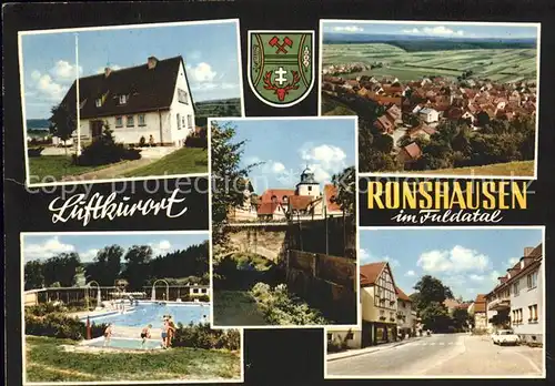 Ronshausen Ansichten Schwimmbad Wappen Kat. Ronshausen
