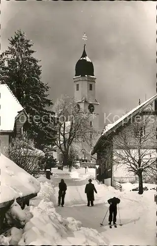 Hoechenschwand Kirche Strasse im Schnee Langlauf Kat. Hoechenschwand