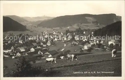 Lenzkirch Panorama mit Kuehen Kat. Lenzkirch