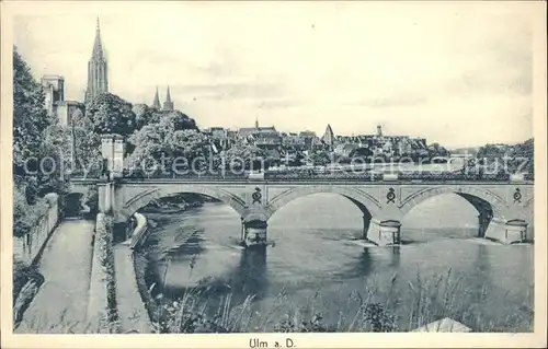 Ulm Donau Donau Panorama mit Bruecke Kat. Ulm