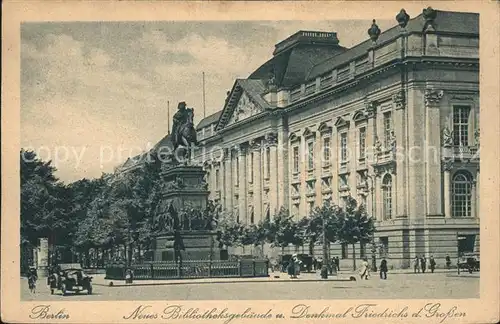 Berlin Neues Bibliotheksgebaeude Denkmal Friedrichs des Grossen Auto Kat. Berlin