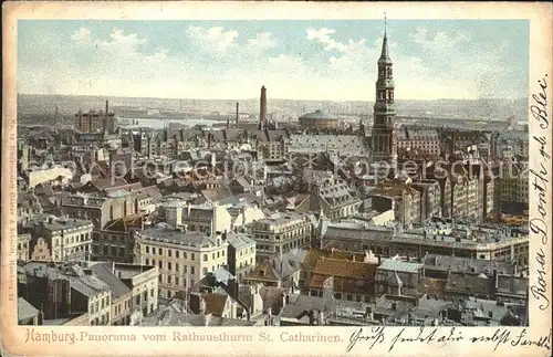 Hamburg Panorama vom Rathausturm St. Catharinen Kat. Hamburg