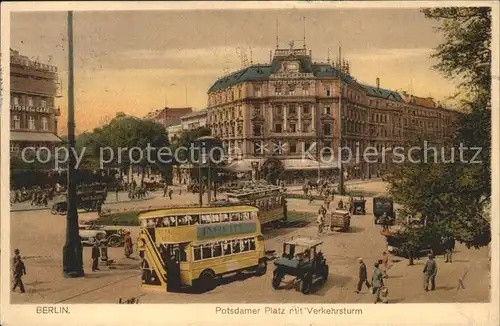 Berlin Potsdamer Platz Doppelstockbus Strassenbahn Verkehrsturm Kat. Berlin