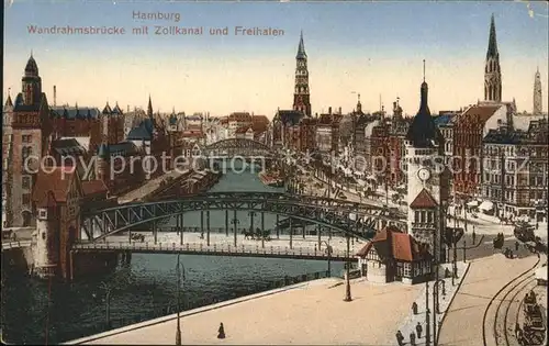 Hamburg Wandrahmsbruecke mit Zollkanal und Freihafen Kat. Hamburg