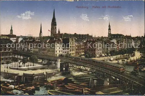 Hamburg Hafen mit Hochbahn Boote Kat. Hamburg