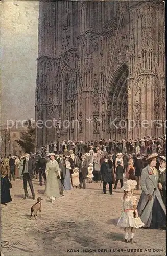 Koeln Rhein Dom nach der Messe Kuenstlerkarte Karl Ruedell Kat. Koeln