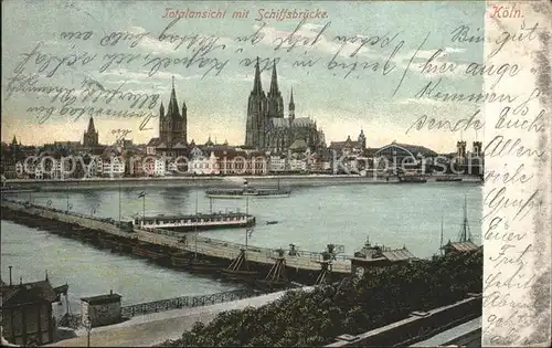 Koeln Rhein Panorama mit Schiffsbruecke Dom Kat. Koeln