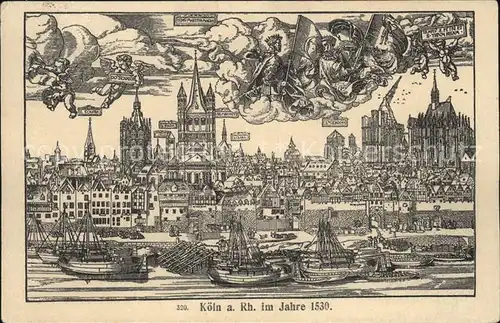 Koeln Rhein Panorama Stich von 1530 Kat. Koeln