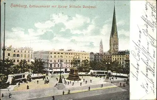 Hamburg Rathausmarkt Kaiser Wilhelm Denkmal Kat. Hamburg