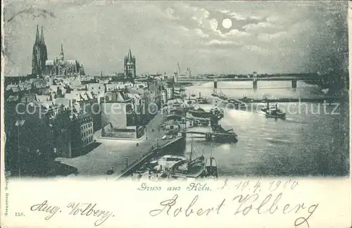 Koeln Rhein Rheinpanorama bei Nacht Kat. Koeln