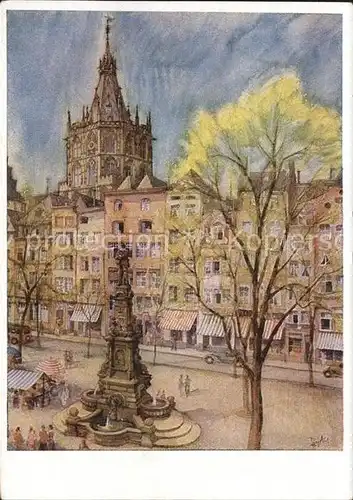 Koeln Rhein Rathausturm Denkmal des Stadthelden Jan von Werth Kuenstlerkarte Kat. Koeln