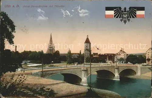 Ulm Donau Donaupanorama mit Muenster Bruecke Wapen Kat. Ulm