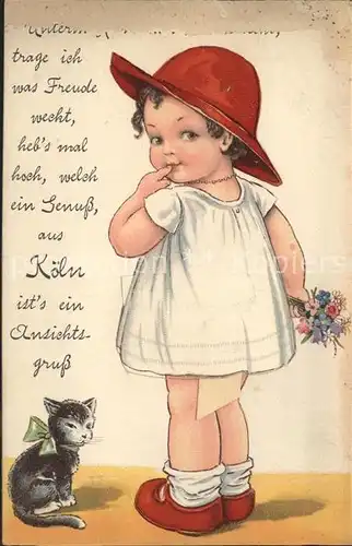 Koeln Rhein Kleines Maedchen im Hemd Kuenstlerkarte Kat. Koeln