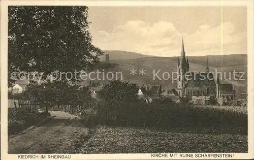 Kiedrich Kirche mit Ruine Scharfenstein Kat. Kiedrich