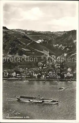 Assmannshausen Panorama am Rhein Schiff / Ruedesheim am Rhein /