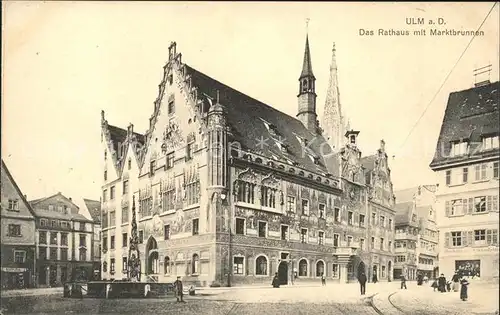 Ulm Donau Rathaus mit Marktbrunnen Kat. Ulm