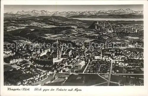 Weingarten Wuerttemberg Panorama mit Bodensee und Alpen / Weingarten /Ravensburg LKR