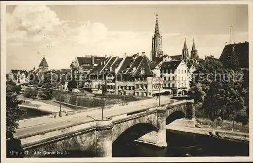 Ulm Donau alte Donaubruecke Kat. Ulm