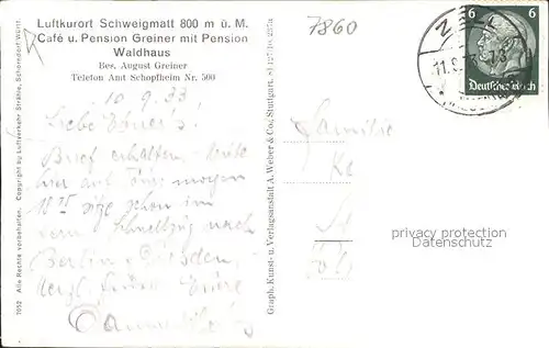 Schweigmatt Fliegeraufnahme mit Hohe Maehr Kat. Schopfheim