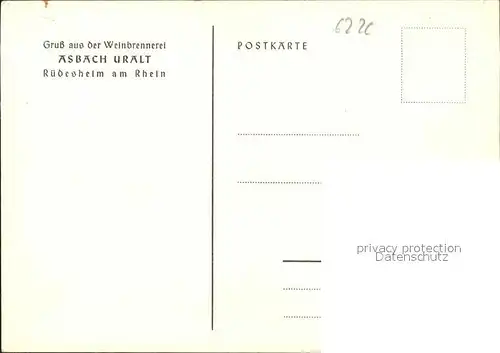 Ruedesheim Rheinpanorama Kuenstlerkarte Weinbrennerei Asbach Uralt Kat. Ruedesheim am Rhein