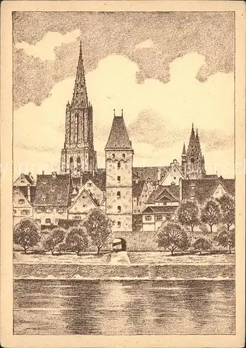 Ulm Donau Donau Muenster Kuenstlerkarte Kat. Ulm