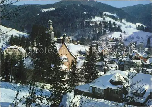 Todtmoos Panorama mit Kirche im Schnee Kat. Todtmoos