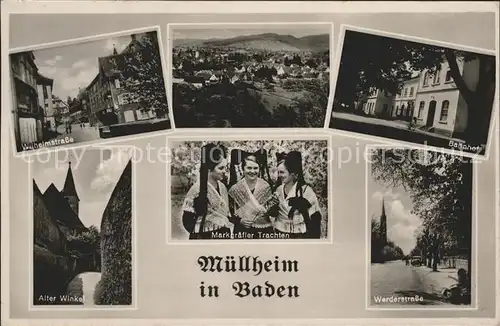 Muellheim Baden Wilhelmstrasse Alter Winkel Werderstrasse Bahnhof Tracht Kat. Muellheim