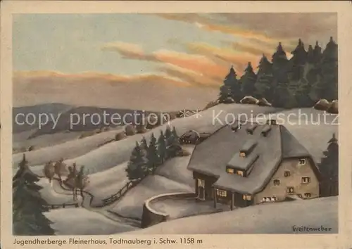 Todtnauberg Jugendherberge Fleinerhaus im Schnee Kuenstlerkarte Kat. Todtnau
