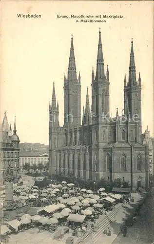 Wiesbaden Evang. Hauptkirche Marktplatz Marktbrunnen Kat. Wiesbaden