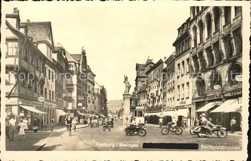 Freiburg Breisgau Bertholdsbrunnen Strassenbahn Kat. Freiburg im Breisgau