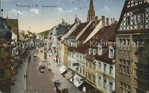 Freiburg Breisgau Kaiserstrasse Strassenbahn Kat. Freiburg im Breisgau