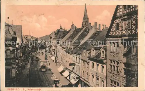 Freiburg Breisgau Kaiserstrasse Strassenbahn Kat. Freiburg im Breisgau