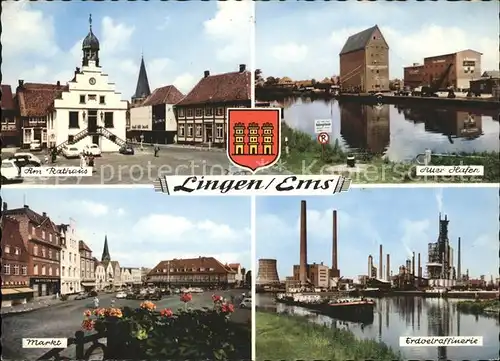 Lingen Ems Wappen Rathaus Alter Hafen Erdoelraffinerie Kat. Lingen (Ems)
