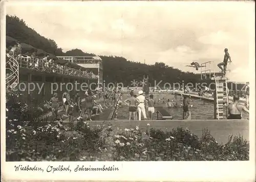 Wiesbaden Opelbad Schwimmbassin Kat. Wiesbaden