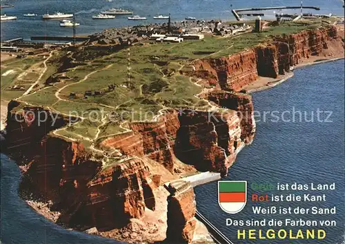 Helgoland Fliegeraufnahme Spruch Wappen / Helgoland /Pinneberg LKR